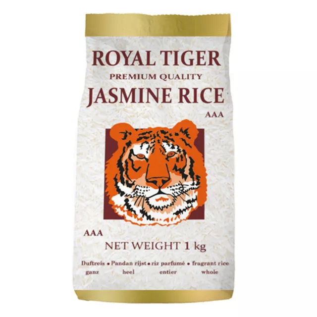 1 kg Royal Tiger Duftreis Jasminreis Premium Qualität AAA Reis Jasmin Reis ganz