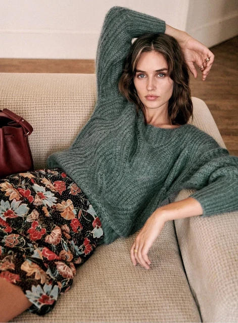 Pull Sézane En Mohair Et Laine Avec Perles - Taille S - Ivoire - Occasion Très Bon état