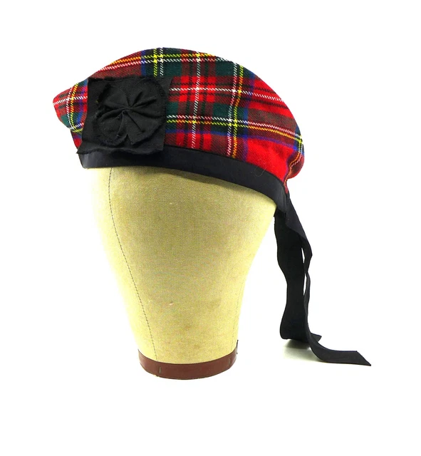 GLENGARRY TARTAN HAT with Pompom Wool Scottish Bonnet Lawson's of Edinburgh