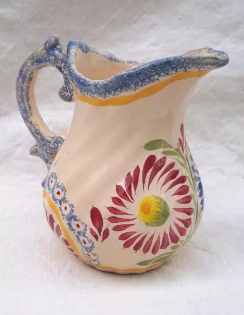 HB HENRIOT QUIMPER Small Pitcher Dahlia Decor Vintage French Faience