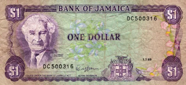 Bank Of Jamaica One Dollar Bank Note