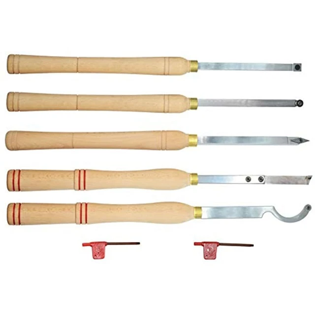 AT05 Carbide Tipped Wood Turning Tools Lathe Set Rougher Detailer Finisher Swan
