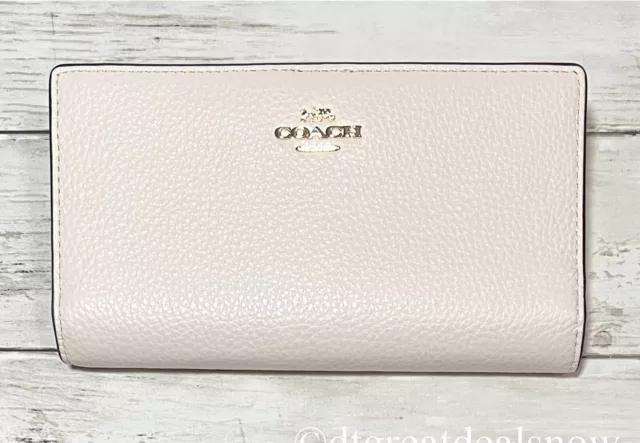 Coach Chalk Slim Zip Wallet With Floral Print Interior Pebbled Leather CH253 NWT