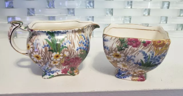 Royal Winton Grimwades Marguerite Pattern Sugar & Creamer Set England Tea