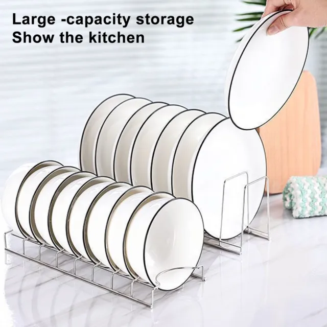 Cabinet Dish Storage Rack Bowl Draining Holder Stainless Steel Kitchen with Pot