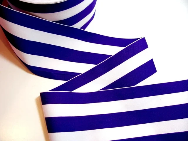 Extra Wide Purple and White Stripe Grosgrain Ribbon 4" wide x 10 yards,  163