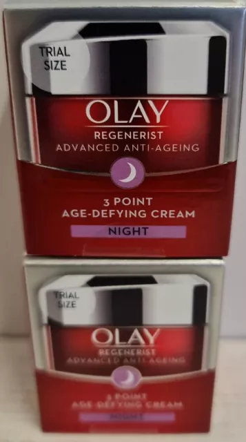 Olay Regenerist 3 Point Firming Anti Ageing Night Cream 15ml x 2 creams