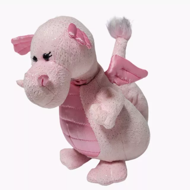 Ganz Webkinz Glitzy Pink Dragon 9 inch Plush Stuffed Animal Toy HM616 NO CODE