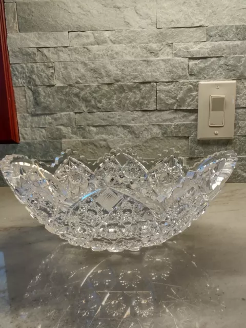American Brilliant Oval Cut Glass Bowl