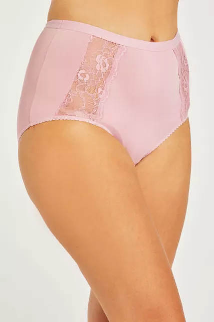 Silky Blush Pink Stretch Buttery Lace Insert Knickers  Full Brief Panties  16-18