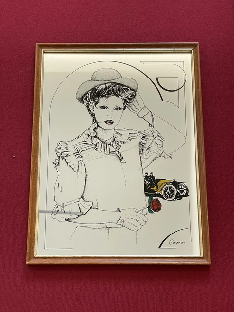Cadre Miroir avec impression Femme Années 1920 - Art Déco