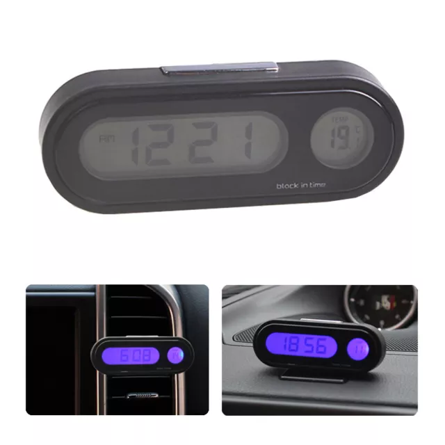 Q94C Digital Auto Uhr Temperatur Thermometer 2in1 LCD Display Klimaanlag Lüftung