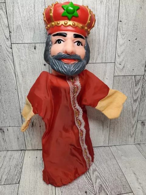 Vintage Rubber Head Red Cloth Body King Hand Puppet 60's 70's Mr. Rogers