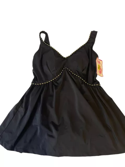 Womens Sz 18 Rose Marie Reid Swimdress Skirted One Piece Swimsuit  Black W/ Tag