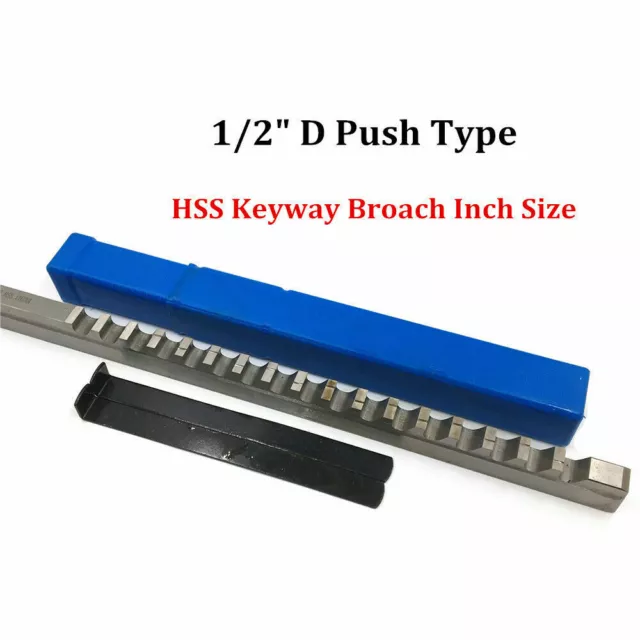 1/2" D Push Type Keyway Broach Inch Size HSS CNC Metalworking Cutter Tool & Shim