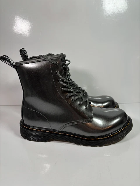 Dr martens 1460 silver chrome flat ankle boots sale