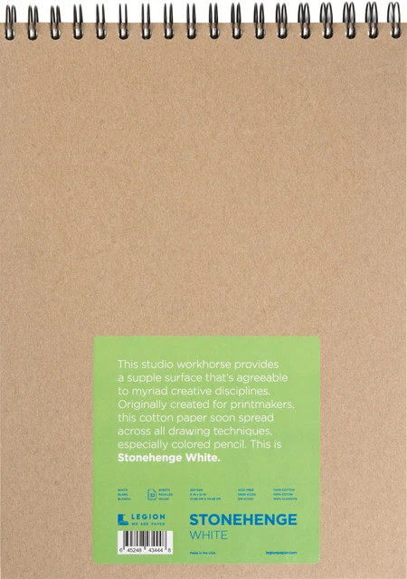 Almohadilla de papel en espiral Stonehenge 9""X12"" 32 hojas/paquete-blanco 90 lb SSP9X12