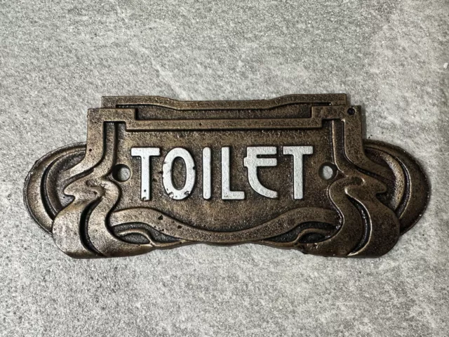 Art Nouveau Toilet Sign Cast Iron Plaque Door Wall Cafe Pub Hotel Bar *TO CLEAR*