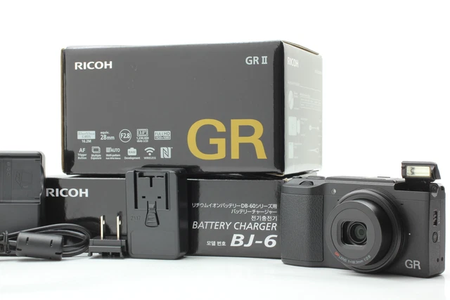SH:281 [Top MINT in Box] Ricoh GR II 16.2MP Black Digital Camera w/BJ-6 JAPAN 2