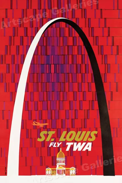 1964 “St Louis - Fly TWA” Gateway Arch Vintage Style Travel Poster - 16x24