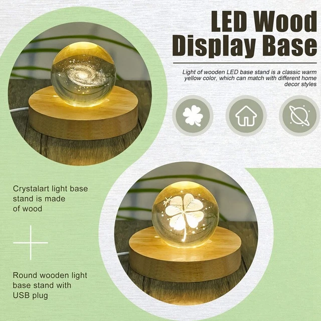 8 PCS WOODEN LED Display Base Lighted Base for Crystal Art Wood
