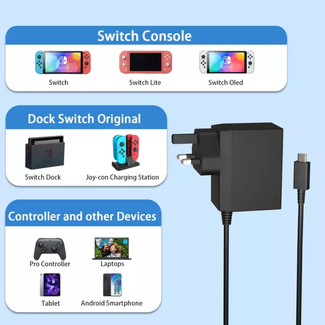 Charger For Nintendo Switch/Lite Pro Adapter USB Type C Power Supply Controller