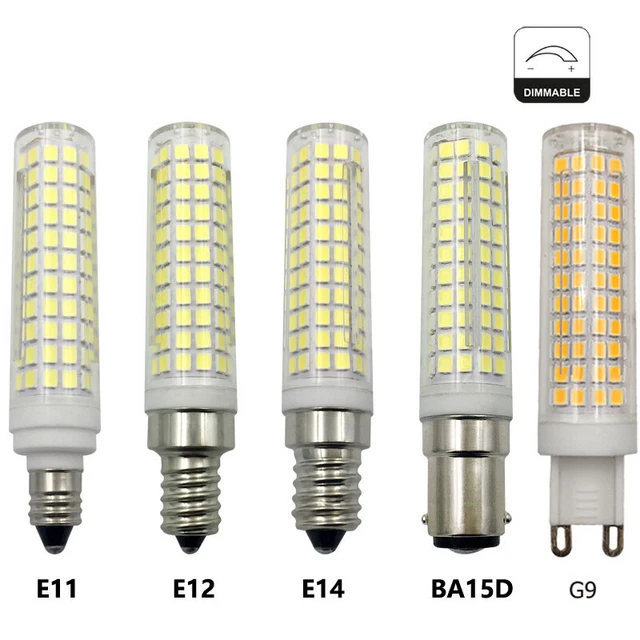 Dimmable 15W 220V 136LEDs Ceramics Mini LED Corn Bulbs G9 E11 E14 E17 BA15D Lamp