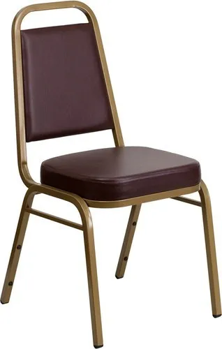 10 PACK Banquet Chair Brown Vinyl Restaurant Chair Trapezoidal Back Stack Chair