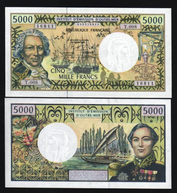 French Pacific Territories 5000 Fpt Francs P-3 C 2004 Ship Unc Bill Money Note