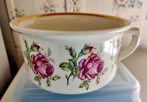 Ditmar Urbach Czechoslovakia Chamber Pot  Rose Pattern  Gold Trim