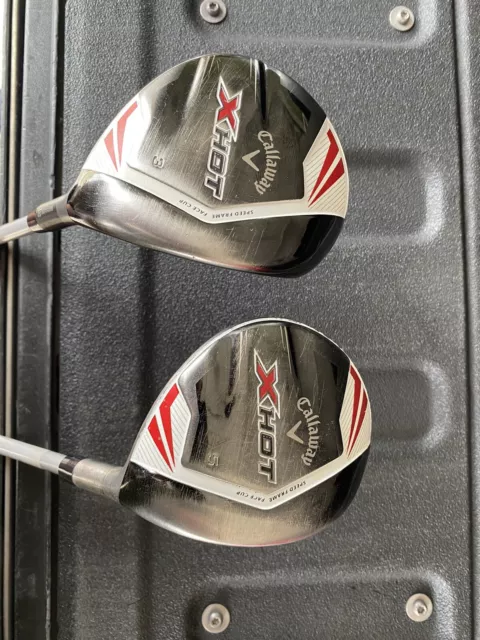 Callaway X Hot Fairway 3 Wood 15* and 5 Wood 18* Project X Senior A Flex RH.