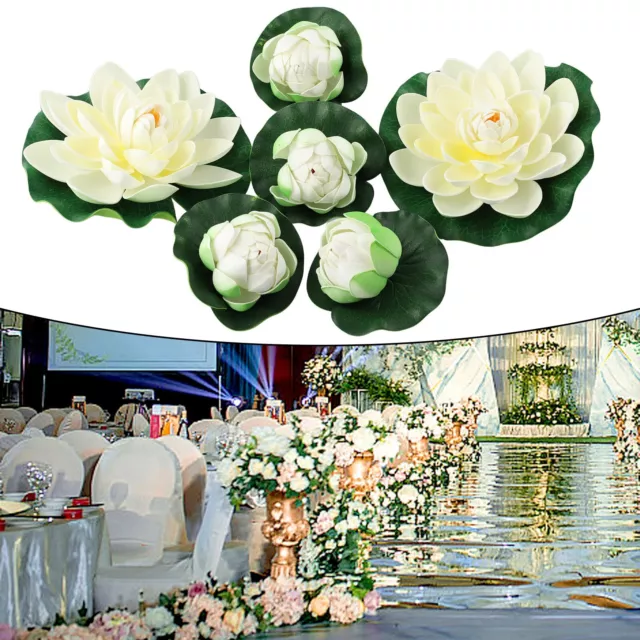 6PCS Flottant Plantes Eau Lis Artificiel Lotus Fleur Feuille Étang Jardin / Déco