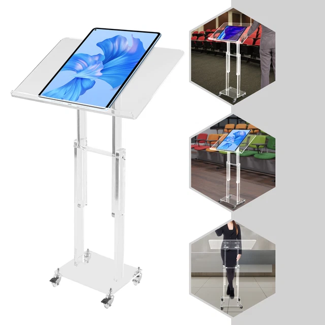 Acrylic Clear Podium Plexiglass Pulpit School Conference Church Curve Lectern EB