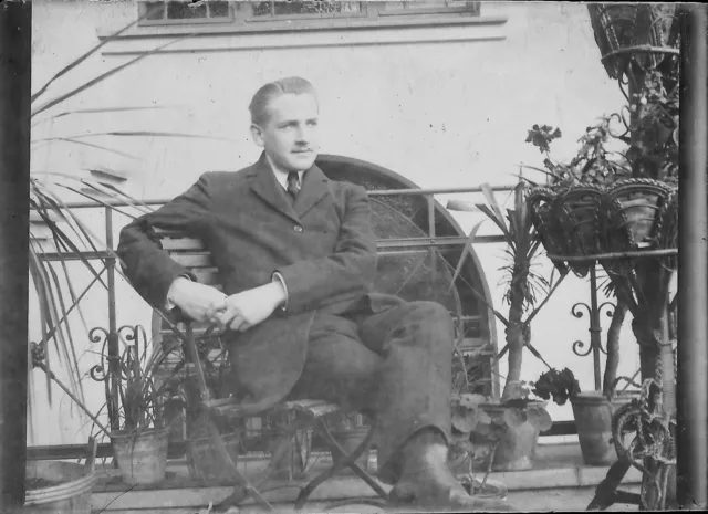 Vintage France Portrait 6x9cm Men's Black & White Negative Photo Glass Plate