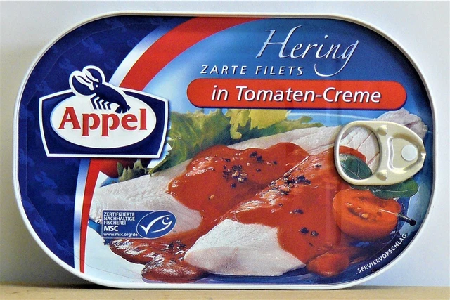 9x APPEL FEINKOST delicati filetti di aringhe in crema di pomodoro - 9 lattine di pesce a 200 g