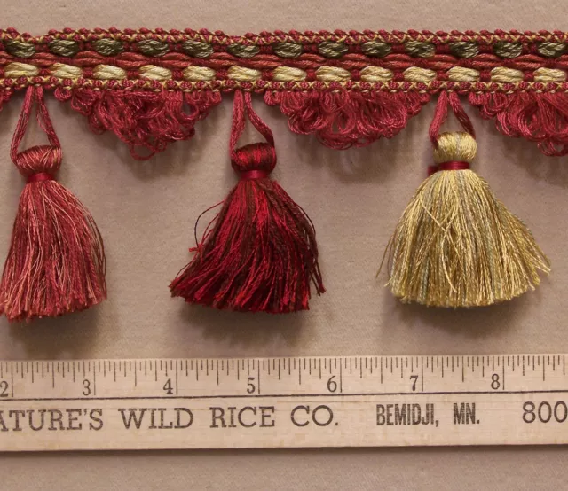 NEW Fancy Tassel Trim Shades Red Pink Olive Green Cream Gold Sewing 210" Long