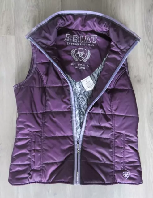 Ariat International Dark Purple Quilted Vest Gilet Waistcoat Jacket Medium 10 12