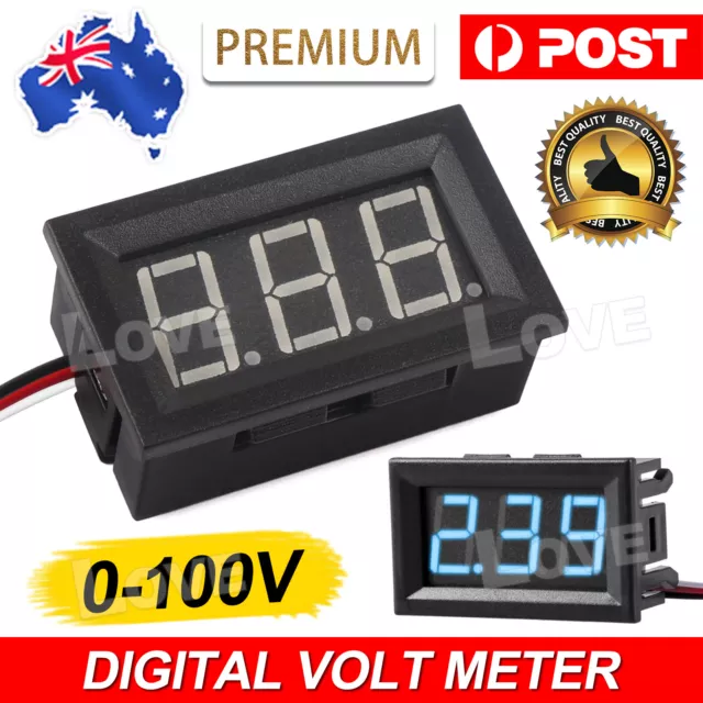 LED Display Digital Voltmeter 0-100V Car Gauge Voltage Volt Panel Meter 3 Wire