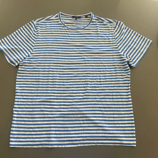 NWoT, Vince Mens, Tee, XL,  Blue w/ White Stripes, Crew - w/ Cut and Marked Tags