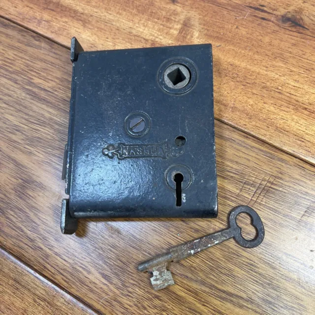 Antique Victorian Mortise Door Lock w/ Working Skeleton key - Refurbished