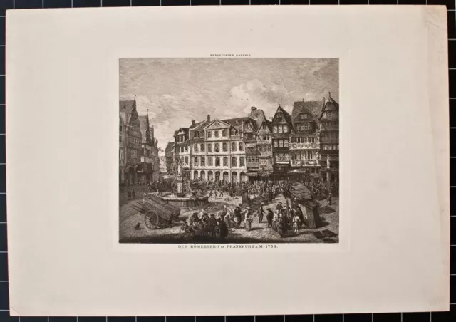 Johannes Kaspar Eissenhardt Markt Römerberg Frankfurt Original Radierung 1879 2