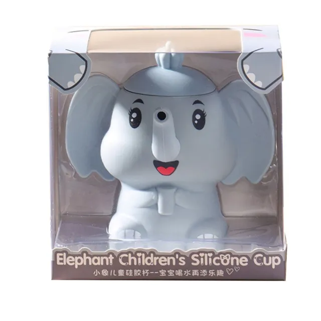 Coppa d'acqua cartone animato con design elefante BPA gratuita facile da pulire divertente tazza di apprendimento