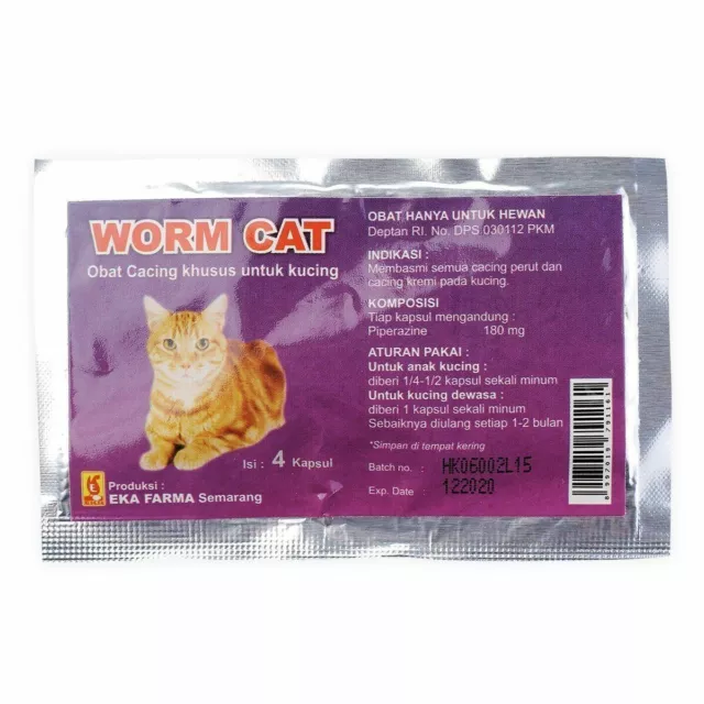 WORM CAT - Dewormer Allworms Round and Tap Worm Free for CAT PET - 4 Tablets