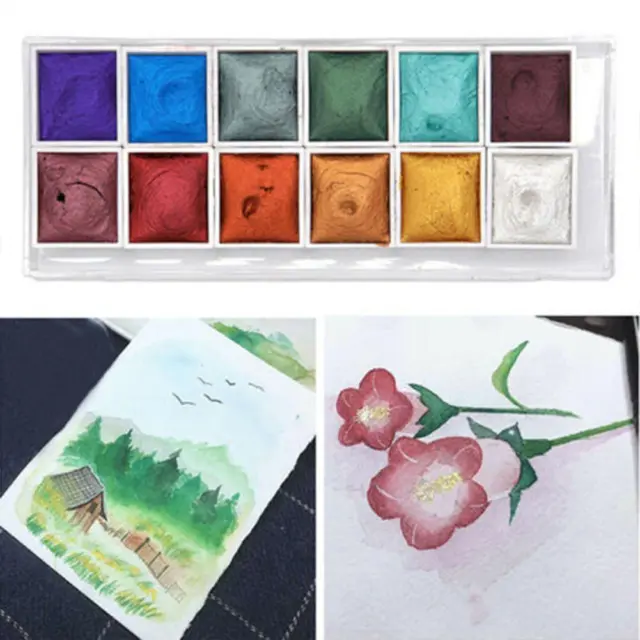 12Colors Glitter Art Supplies für Künstler Paint Aquarell Set C5L3 D3K2