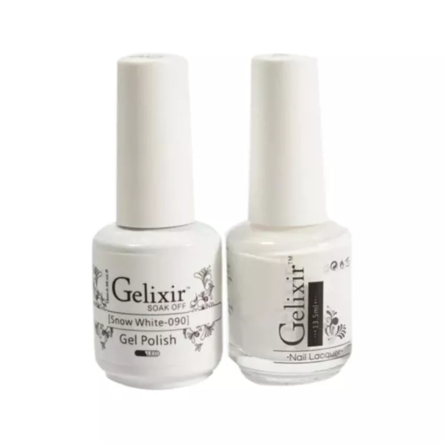 Esmalte de gel remojo Gelixir Blancanieves 090 LED/UV 0,5 oz gel a juego Duo