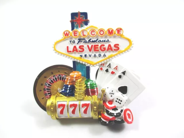 Las Vegas Nevada Poly Magnet Souvenir USA Würfel Roulette Coins Black Jack