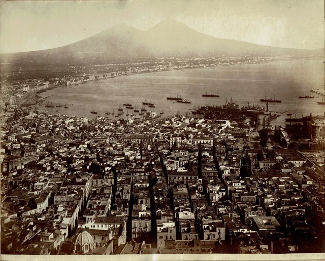 Tirage Albuminé Original – Panorama De Naples, Italie – G. Sommer, Vers 1880