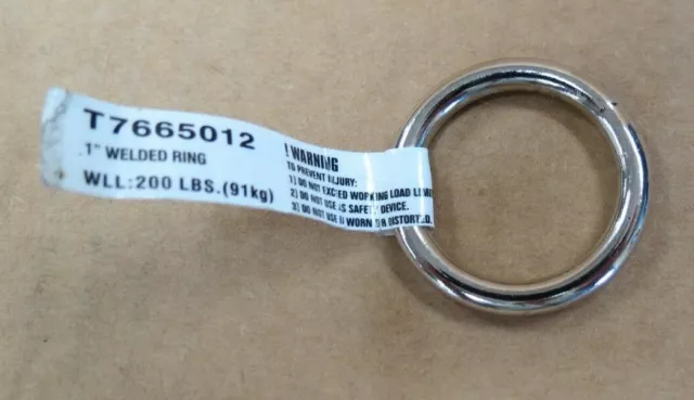 Campbell Chain T7665012 Welded Ring 1" Diameter Nickel Plated Steel New