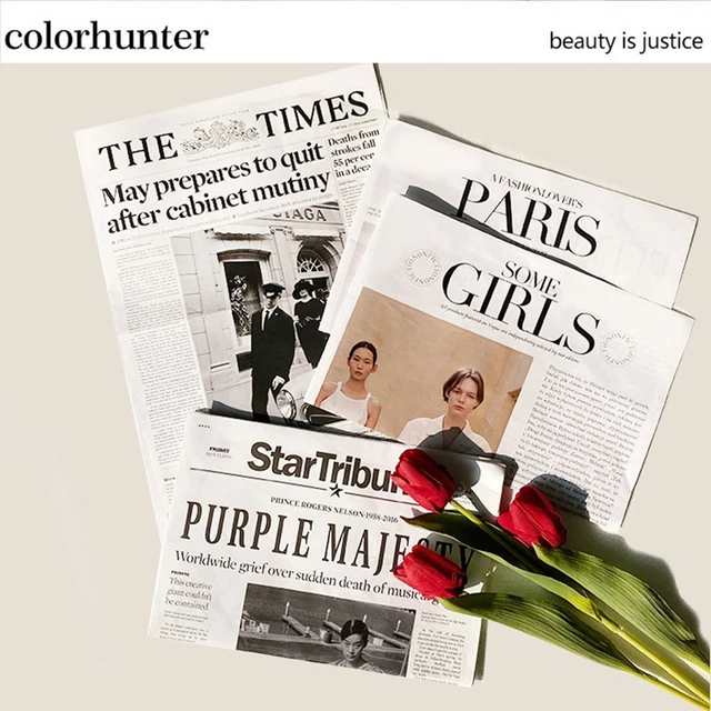 MAGAZINES GIFT WRAPPING paper English Old Newspaper Photo Props