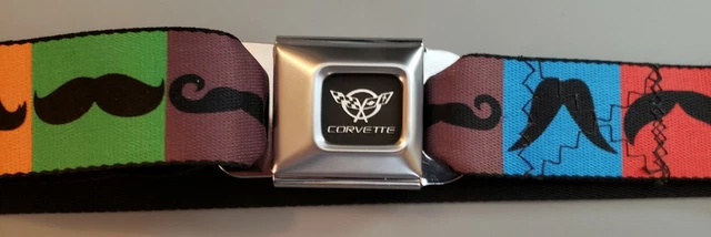 Corvette Seatbelt Belt  Canvas Web Chevrolet Corvette Mustache Belt 24"-42"
